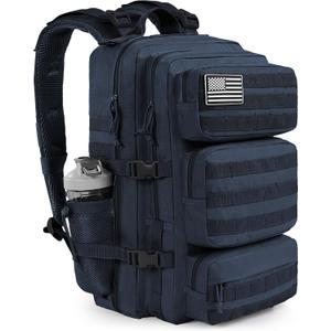 Military Tactical Backpack 50L Large Day Backpack for Men Molle Army 3 Days Assault Pack Bug Out Bag Water Resistant and Heavy Duty Hiking Treeking Rucksack - Dark Blue