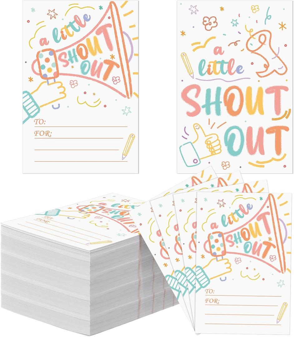 100 Count Fun Shout out Cards for Employees, Office Staff, Teachers and Students - Positive Appreciation and Recognition Reward Cards for School or Work Bulletin Board(Classic Pattern) 100 Count Fun Shout out Cards for Employees, Office Staff, Teachers and Students - Positive Appreciation and Recognition Reward Cards for School or Work Bulletin Board(Classic Pattern)