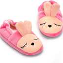 Enteer Baby Girls Cute Cartoon Warm House Slippers with Non-Slip Rubber Sole, Size 7-8 Toddler