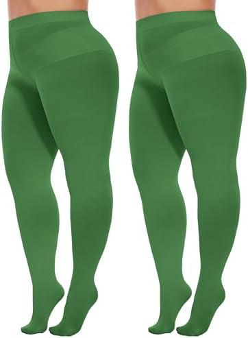 Citystl 2 Pairs Plus Size Tights for Women, 80D Opaque Black Tights, Solid Color Soft Microfiber,Size 5XL/6XL