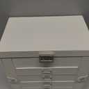 Frebeauty 5-layer Jewelry Box,Faux Leather Jewelry Organizer with 4 Drawers,Jewelry Organizers and Storage with Mirror,Jewelry Holder Organizer for Necklace,Jewerly Boxes for Women Girls(White) (Medium)