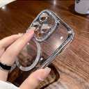 Magnetic for iPhone 14 Glitter Case with Detachable Lens Film Luxury Bling Rhinestone Soft TPU Protective Phone Case Compatible with MagSafe Suitable for Women Men iPhone 14 6.1" Silver