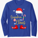 Grandma Santa Claus Funny Family Christmas Pjs for Granny Long Sleeve T-Shirt. M