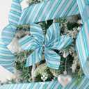 MEEDEE Blue Diagonal Stripe Ribbon 2.5 Inch Blue Satin with Turquoise and Teal Glitter Wired Ribbon for Wreath Bow, Topper Bow, Tree, Garlands (10 Yards)