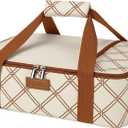 Vuudh Casserole Carrier Bag, Single Insulated Food Bag, Hot Cold Lasagna Holder Tote for Picnic, Potluck or Travel, Lightweight Picnic Bag (Beige-01)