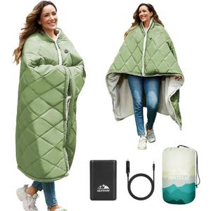 Heated Blanket Battery Operated, 12V Portable Wearable Heated Shawl Poncho with 3 Heating Modes,Electric Heating Outdoor Blanket Throw for Camping,Traveling,Picnics,Car,50''X70''