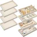 8pcs Small Velvet Jewelry Trays,Beige Stackable Jewelry Trays Drawers Organizer Inserts,Jewellery Storage Tray for Necklaces, Earrings, Rings, Bracelets, 8.3 x 4.9 x 1 Inches