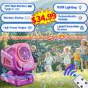 Belemar Upgraded Bubble Machine with Remote Control, Automatic Rotation & RGB Lights, 1800mAh Rechargeable Battery, Type-C Charge, Bubble Maker for Kids, Weddings, Birthday Parties, Outdoor Activities, 9.1 inches x 6.7 inches x 5.52 inches