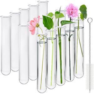 15 Pcs Clear Test Tubes for Plant Propagation Station, Acrylic Test Tubes for Scientific Experiments,20 ml Round Bottom Test Tubes for Hydroponic Flowers Home Office -0.78" Diameter