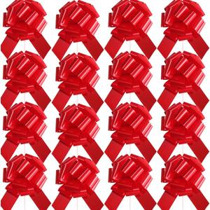 16 Pcs Pull Bows for Gift Wrapping,6 Inch Gift Bows for Presents,Birthday,Anniversary,Party,Christmas,Wreath,Holiday Celebration Gift Decoration (16Pcs Red)