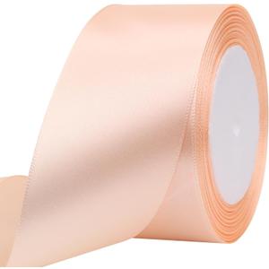 Solid Satin Ribbon 25 Yards Solid Polyester Fabric Ribbon for Gift Wrapping Wedding Christmas Baby Shower Birthday Party Decoration Handmade Immortal Flower Craft (Naked Pink, 2 Inch)