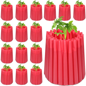 16 Pack Wall of Water Plant Covers 24" Reusable Garden Season Extender Insulating Protector Keep Plants Warm for Early Spring Tomatoes Peppers Cold Weather Frost Protection Wind Guard(Red)