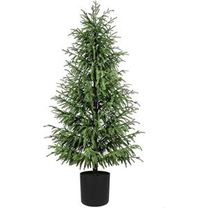 4FT Artificial Topiary Trees for Outdoor Front Porch Décor, Faux Pine Trees UV Resistant and Potted, Fake Shrubs Evergreen for Front Porch Decor Indoor and Outdoor Use