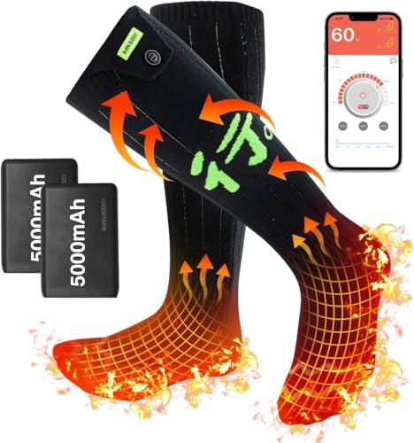 Heated Socks for Men Women, APP Control Electric Heated Socks Rechargeable Washable, Battery Heated Socks Foot Warmer Socks for Hiking Biking Camping Skiing Hunting Outdoor Work, Heating Thermal（XL