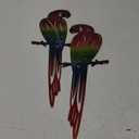 Metal Outdoor Wall Art Decor,3D Colorful Garden Birds Sculpture Outdoor Iron Hanging Parrot Decor, Metal Hand-Made Bird Wall Art Decorations for Fence Patio Balcony Living Room