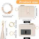 KNGITRYI Wallet Keychain Wristlet for Women,Slim RFID Credit Card Holder Purse Tassel Keychain Bangle Key Ring for Men Women (Beige)