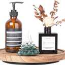 Wood Lazy Susan Organizer Kitchen Turntable for Cabinet Farmhouse Bathroom Decor Round Decorative Tray for Vanity, Counter, Sink, Coffee Table, 10 Inch, Brown