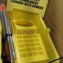 Matthew Cleaning 34 Quart Commercial Mop Bucket INCL.Wet String Mop with Side Press Wringer On Wheels,Heavy Duty Tandem Portable Floor Cleaning Wavebrake,Ideal for Household,Industrial,Restaurant (Yellow)