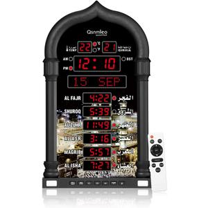 Azan Clock for USA-Athan Wall Clock-Prayer Islamic Clock,Read Home/Office/Mosque Digital Azan Clock-Ramadan Eid Gifts Black