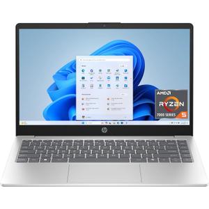 HP 14 inch Laptop, HD Touchscreen Display, AMD Ryzen 5 7520U, 8 GB RAM, 512 GB SSD, AMD Radeon Graphics, Windows 11 Home, Natural Silver, 14-em0499nr