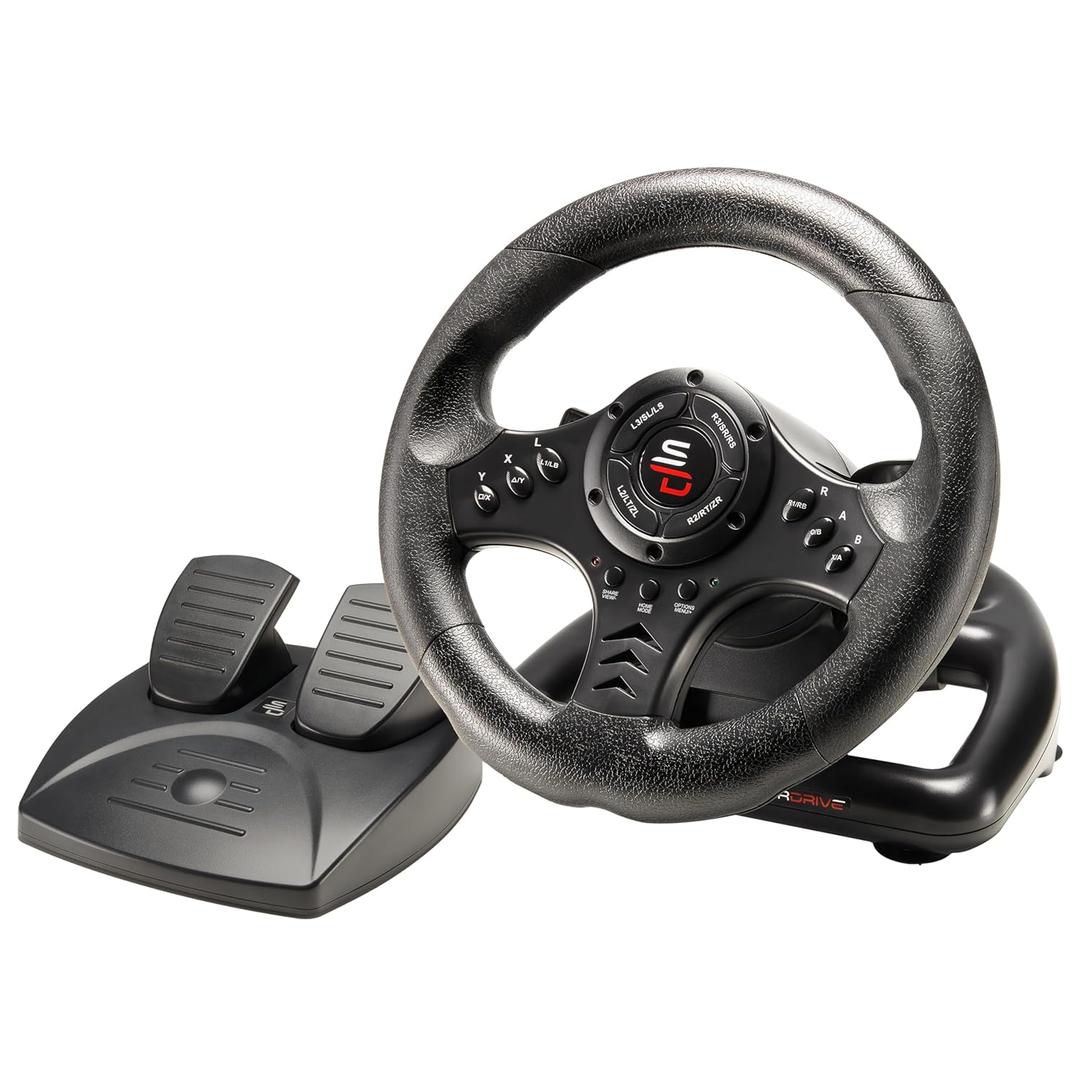 SUBSONIC - Superdrive SV450 Steering Wheel. Racing Wheel with Pedals and Shifters. Diameter 23 cm, 180 Rotation Angle - For Xbox Series X/S, Switch 2 / Switch, PS4, Xbox One and PC - Black