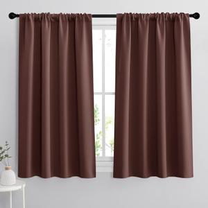 RYB HOME Small Curtains for Bathroom Window, Heavy Duty Thick Privacy Panels Blackout Energy Smart Curtains Drapes for Kitchen Cabinet, Wide 42 x Long 45 inch, 2 Panel Set, Chocolate Brown (42"W x 45"L (Pack of 2))