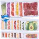 Lerine 24 Pack Dishwasher Safe Reusable Bags, Leakproof Reusable Freezer Bags, BPA Free Food Storage Bags for Lunch Meat Veggies (6 Gallon 9 Sandwich 9 Snack Bags) - White