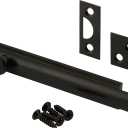 Prime-Line U 11448 Surface Bolt, 4 In., Solid Brass, Matte Black Finish (Single Pack)