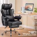 COMHOMA Big and Tall Office Chair Heavy Duty Wide Ergonomic Gaming Chair with Deluxe Embossing Designed Leather with Foot Rest,150Reclining Adjustable Armrests Pocket Spring Back Support and Pillow