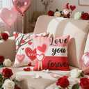 OHOME Valentines Day Decorations -Valentine's Pillows Covers 18x18 Inch Heart Throw Pillows - Valentines Decor Party Favors Supplies Accessories Indoor Outdoor for Galentines Day Home Couch Office (Red)