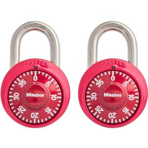 Master Lock 1530T Locker Lock Combination Padlock, 2 Count (Pack of 1), Red
