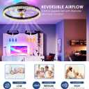 Mpayel 20" Flush Mount Ceiling Fan with RGB Light- Low Profile Modern Fan Light, Dimmable 3CCT 6Wind Speeds, LED-RGB, Bladeless Enclosed Fan with Ambient Light, Bedroom, Kids Room, Party