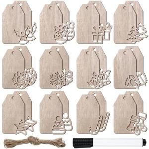 26 Pcs Christmas Wooden Name Tags Unfinished Xmas Wooden Gift Tags with String Blank Hanging Predrilled Wood Circles Art Crafts Gift for DIY Christmas Winter Party Decor Favor