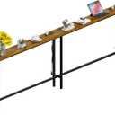 GRLEAF 102" Sofa Table with Built-in Power Strip (4 AC Outlets & 4 USB Ports) 4.9ft Power Cord, Metal Frame, Easy Assembly, Long Couch Table Behind Sofa, Living Room and Home Office | Rustic Brown