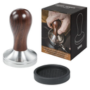 Coffee Tamper Espresso Press with Tamper Mat 304 Stainless Steel Flat Base Wooden Handle for Coffee Grounds Barista Espresso Machines Accessory (51MM