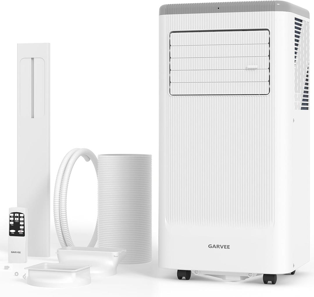 Garvee 8000BTUs Portable Air Conditioner with Remote Control,350 Sq.Ft Max. 48dB Portable AC Unit, Dehumidifier, Fan, Sleep, 24H Timer&Installation Kit, DOE Certified, Ceer 6.2,White+Grey