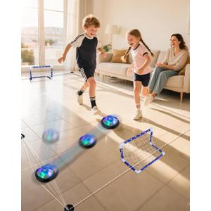 2 x Air Powered Soccer Ball for Indoor & Outdoor Play Springy Rebound Rope with Mini Goals, Fun for Kids & Families