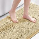 H.VERSAILTEX Microfiber Bath Rugs Chenille Floor Mat Ultra Soft Washable Bathroom Dry Fast Water Absorbent Bedroom Area Rugs, 82 x 35 - Inch, Beige