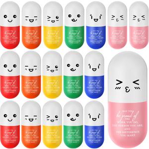 Arrowbash 18 Pcs Vitamin Pill Stress Ball CNA Week Appreciation Gift for Nurses Doctor Pill Shaped Foam Inspirational Coworker Employee Thank You Stress Ball with Cute Cartoon Emotion Face (May You)