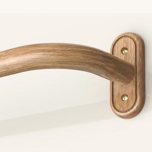 Wrap Around Curtain Rods Wood, Blackout Heavy Duty Curtain Pole for Windows 28 to 48 Inch, 1" Decorative Room Darkening Curved Boho Drapery Rod (Wood/Unique Design/All Metal)