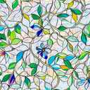 SOMWISE Rainbow Stained Glass Window Privacy Film,Heat Blocking Decor Cling | Static Cling & Removable, UV & Sun Blocking Anti-Glare, Renter Friendly for Front Door & Bathroom, Easy to Cut, 17.5x78.5