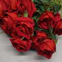 50 PCS Fake Red Roses, Artificial Red Flowers Bulk Realistic Silk Faux Rose with Stems for Wedding Decoration Anniversary Bridal Bouquet DIY Floral Arrangement Romantic Home Decor Gifts