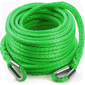 DAYDOOR Winch Rope Extension, 3/8'' x 92ft Synthetic Winch Extension Rope, 26,500 Lbs Winch Extension Line for Off Road Vehicle ATV UTV SUV Jeep(Green)