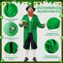 Shihanee 9 Pcs Leprechaun Costume Adult Men St. Patrick's Day Outfit Suit Hat Beard Bow Tie Brooch Socks Shoes Buckle Pot (Green, M)