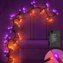 6 Ft 54 LED Halloween Willow Vine Twig Decor Garland with 8 Modes Timer Orange & Purple Lights Waterproof Battery Operated Halloween Decorations for Home Bedroom Wall Fireplace Mantle Decor