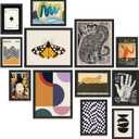 97 Decor Eclectic Wall Art Framed - Modern Maximalist Wall Decor, Unique Colorful Prints For Wall Decorations Aesthetic Pictures, Retro Framed Gallery Wall Art Set Artsy Room Posters For Home Bedroom (BLACK FRAME)