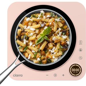CIARRA CATIH1A-P Portable Induction Cooktop, Slim Single Electric Countertop Burner with Sensor Touch and Digital time, Pink