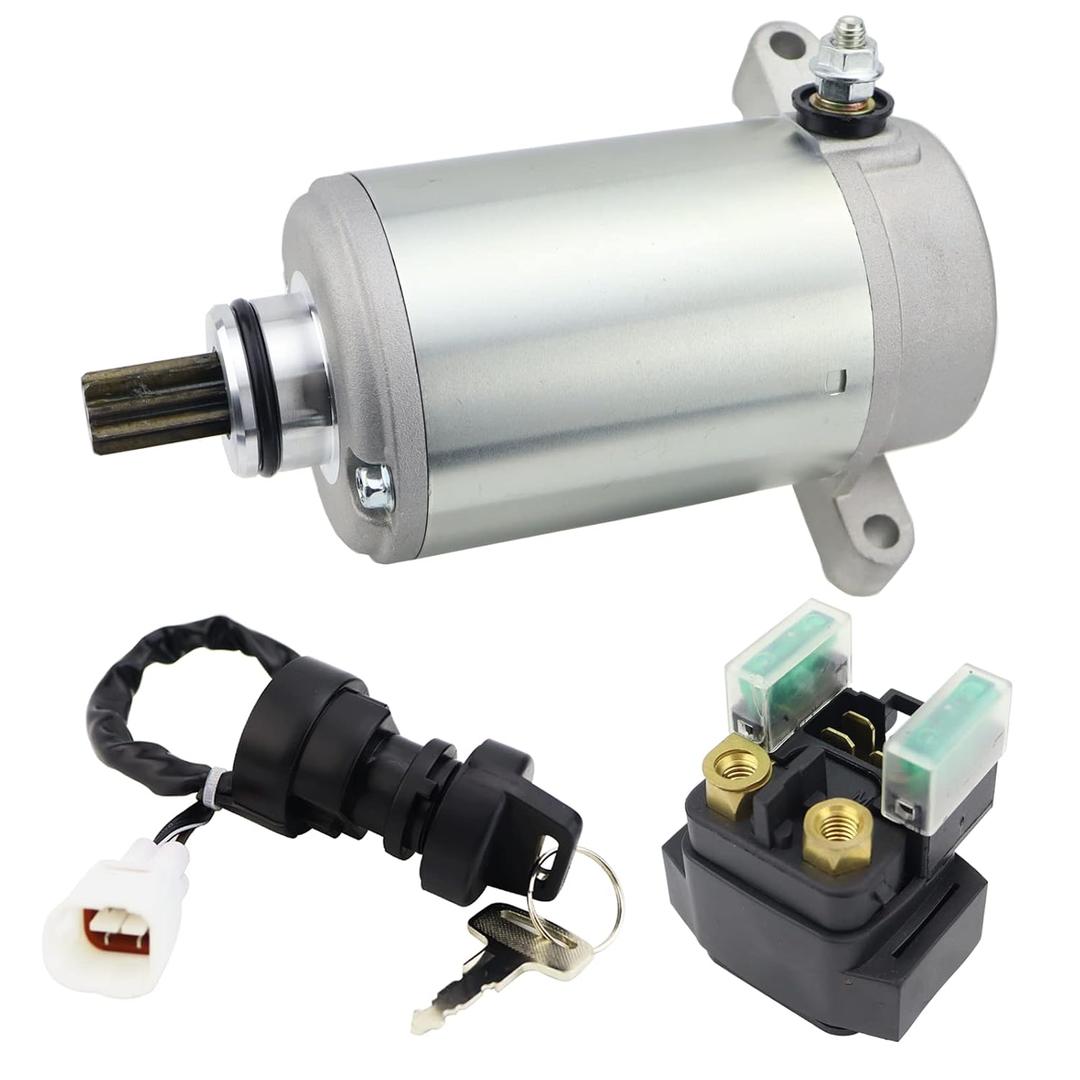Starter Motor & Solenoid Relay & Ignition Switch for Yamaha Big Bear 400 2000-2001 Wolverine 350 1995 4KB-81800-00-00, 4KB-81890-00-00, 5FU-81800-00