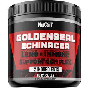 2 x Goldenseal Root Capsule with Echinacea, Panax Ginseng Root, Immune Support Complex as Elderberry, Garlic Bulb - 60 Capsules - Digestive Health, Body Balance & More - Goldenseal Root Powder