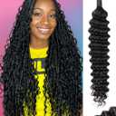 Human Braiding Hair 2 Pcs Total 100g 22 Inch Deep Wave Natural Black Bulk Human Hair Bundles Braiding Brazilian Virgin Curly Human Hair Extensions Bundles for Boho Braids